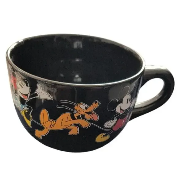 Disney Mickey and Friends Ceramic Soup Cereal Bowl Black Graphic EUC - Picture 4 of 6